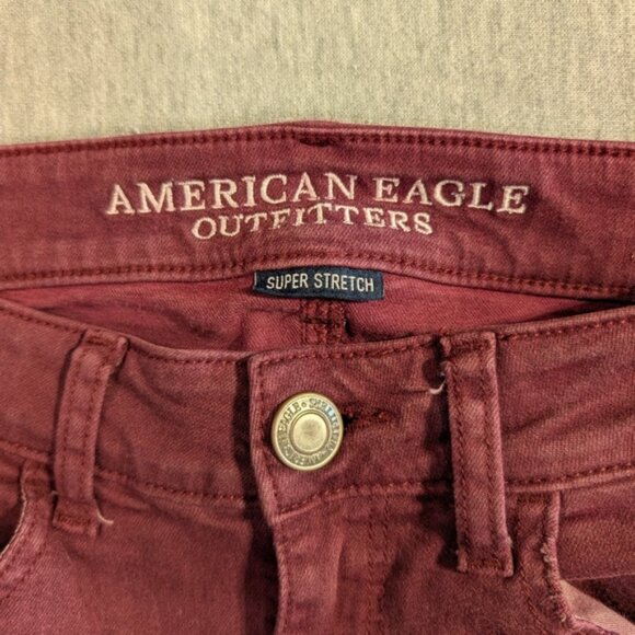 American Eagle Outfitters Jegging Super Stretch Purple Distressed Destroyed - Picture 8 of 11